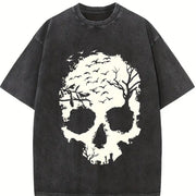 Melting Skull vintage washed oversized T-shirt in Black