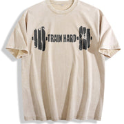 Black Gym with Dumbbell & Geometric Vintage Washed T-Shirt in Beige