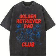Golden Retriever Dad Club Vintage Washed T-Shirt in Black