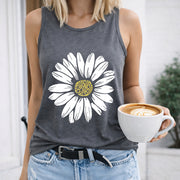 Cartoon Daisy Vest Women's Color Cotton Tank Top in Gray