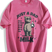 Retro Just a Dad Who Always Come Back with the Milk Vintage Washed T-Shirt in Red