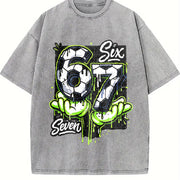 Six Seven Soccer Vintage Washed T-Shirt in Gray