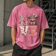 Leopard Love Vintage Washed T-Shirt in Red