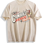 Rodeo Retro Western Vintage Washed T-Shirt in Beige