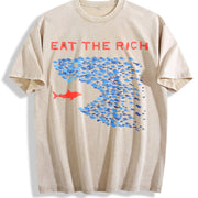 Made from and Skin-friendly Vintage Washed T-Shirt in Beige