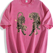 Tiger Blouse Vintage Washed T-Shirt in Red