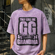 They Call Me GG Gangster Grandma Vintage Washed T-Shirt in Purple