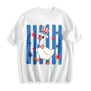Patriotic Goose 4th of July Goose Cotton T-Shirt in White