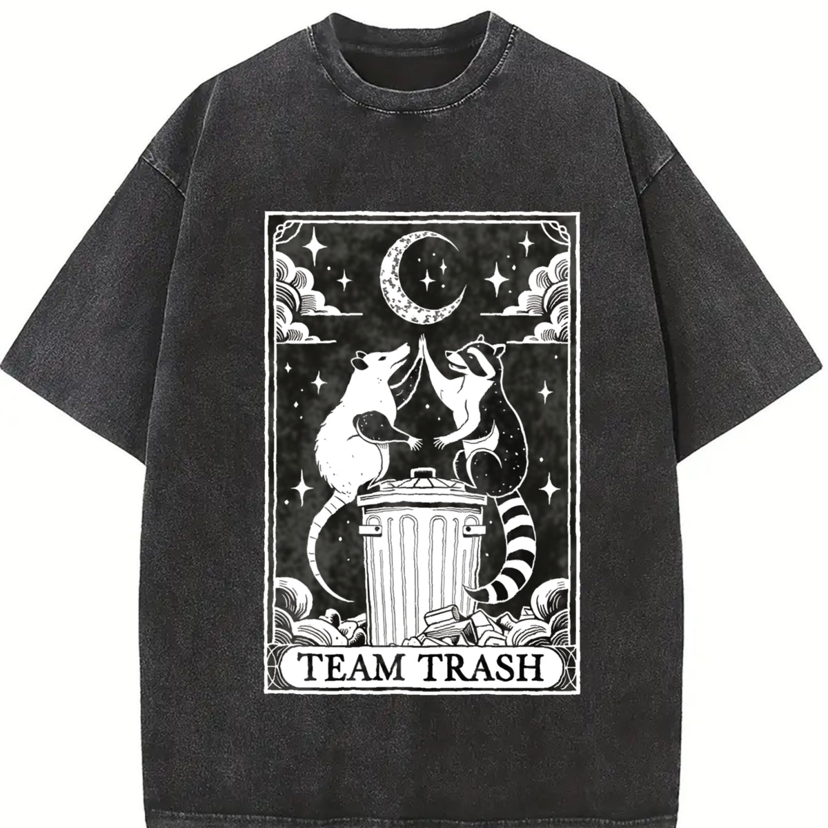 Team Trash Tarot Card Vintage Washed T-Shirt in Black