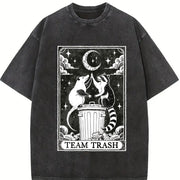 Team Trash Tarot Card Vintage Washed T-Shirt in Black