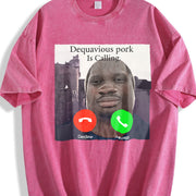 Premium Daquavious Pork Is Calling John Pork Meme Joke Vintage Washed T-Shirt in Red