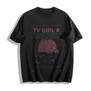 Y2k Tv Girl Lovers Rock Song Cotton T-Shirt in Black