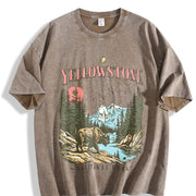 Yellowstone National Park Vintage Washed T-Shirt in Brown