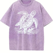 Turtle ® Ocean 90s Vintage Washed T-Shirt in Purple