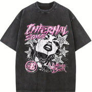 Internal Songs Virginia Brush Tank Vintage Washed T-Shirt in Black