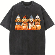 Goldendoodle Fall Doodle Mom Dad Vintage Washed T-Shirt in Black