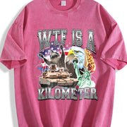 WTF Is a Kilometer Meme Retro Vintage Washed T-Shirt in Red