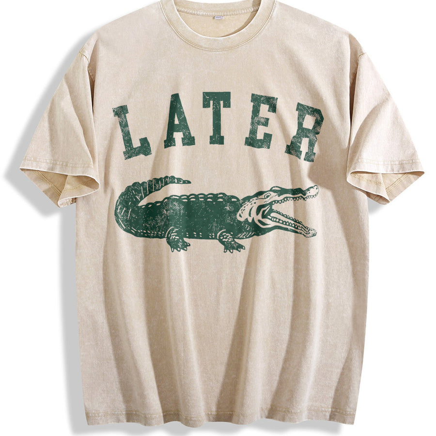 Later Alligator Gator Joke Saying for Guys Classic Vintage Washed T-Shirt in Beige