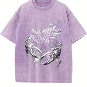 Crab 90s Retro ® Zodiac Grunge Y2k Vintage Washed T-Shirt in Purple