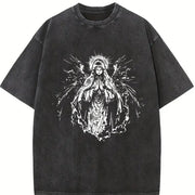 Virgin Mary Tank Religious Sleeveless Muscle Vintage Washed T-Shirt in Black