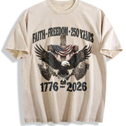 Faith Freedom 250 Years 1776-2026 Vintage Washed T-Shirt in Beige