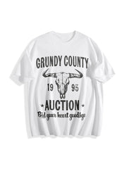 Grundy County Auction Inspired Concert Cotton T-Shirt in White