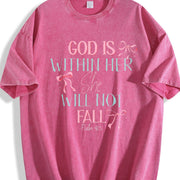 Dual-Sided GOD IS WITHIN HER SHE WILL NOT FALL & Psalm vintage washed oversized T-shirt in Red