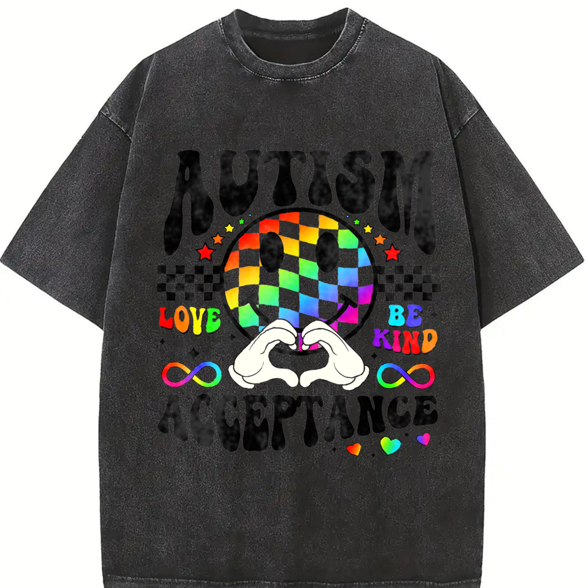 Autism Acceptance Mom Autism Vintage Washed T-Shirt in Black