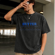 Salted Butter Retro Vintage Washed T-Shirt in Black
