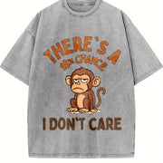 There's a 99 Percent Chance I Don't Care Monkey Vintage Washed T-Shirt in Gray