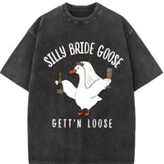 Goose Bride Goose Lover Vintage Washed T-Shirt in Black