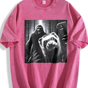 Retro Ferret Selfie with Bigfoot 90s Vintage Washed T-Shirt in Red