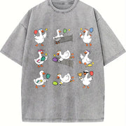 Goose Pickleball Geese Playing Pickleball for Team Vintage Washed T-Shirt in Gray