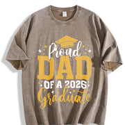 Dad Senior 2026 Proud Dad of a Class of 2026 Graduate Vintage Washed T-Shirt in Brown