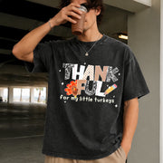 Thankful Teacher Fall Turkey Teacher Vintage Washed T-Shirt in Black