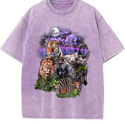 Rainforest Animals 90s Vintage Washed T-Shirt in Purple