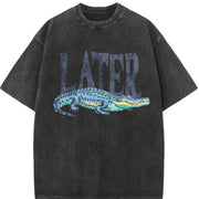 Later Gator T 90s Style 4th Of July vintage washed oversized T-shirt in Black