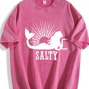 Beach SALTY Mermaid for Spring Vintage Washed T-Shirt in Red