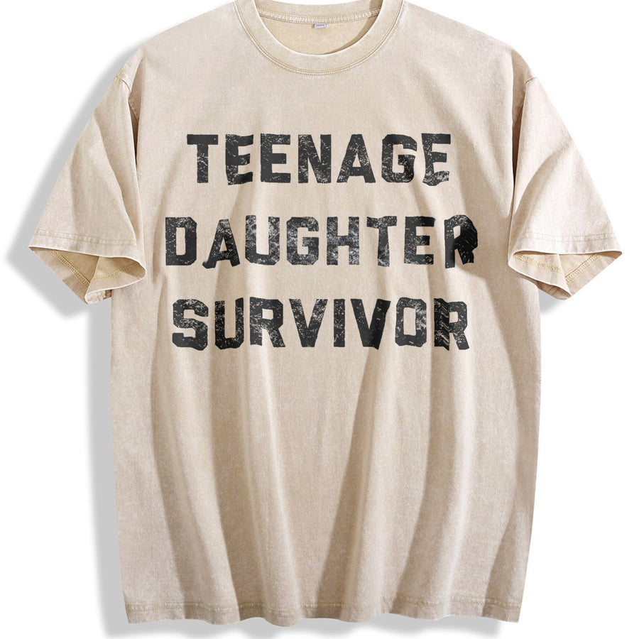 Manly Dad Father's Day for Dads Vintage Washed T-Shirt in Beige