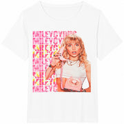 Miley Cyrus Phone Portrait Cotton T-Shirt in White