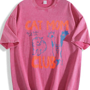 Cat Mom Cat Mama For Cat Mom vintage washed oversized T-shirt in Red