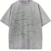 Fish 90s Tattoo Fishing Vintage Washed T-Shirt in Gray