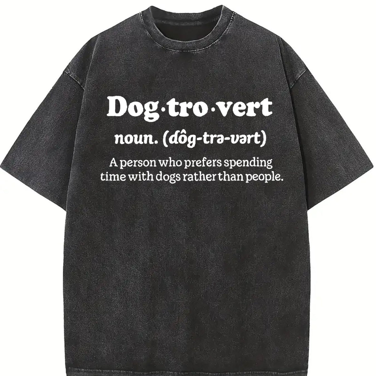 Dogtrovert Dog Lover Vintage Washed T-Shirt in Black