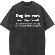 Dogtrovert Dog Lover Vintage Washed T-Shirt in Black