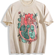 Anatomical Heart Cardiology ICU CVICU Nurse in the Making Vintage Washed T-Shirt in Beige