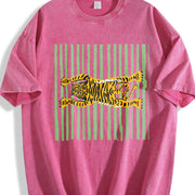 Tiger Beach Towel: Tropical Poolside Blanket Vintage Washed T-Shirt in Red