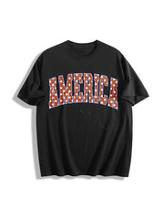 America Patriotic Cotton T-Shirt in Black