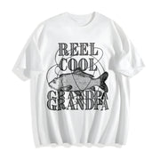 Dad Fishing Father's Day Reel Dad Papa Grandpa Classic Dad Cotton T-Shirt in White