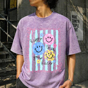 Happy to See Your Face Vintage Washed T-Shirt in Purple