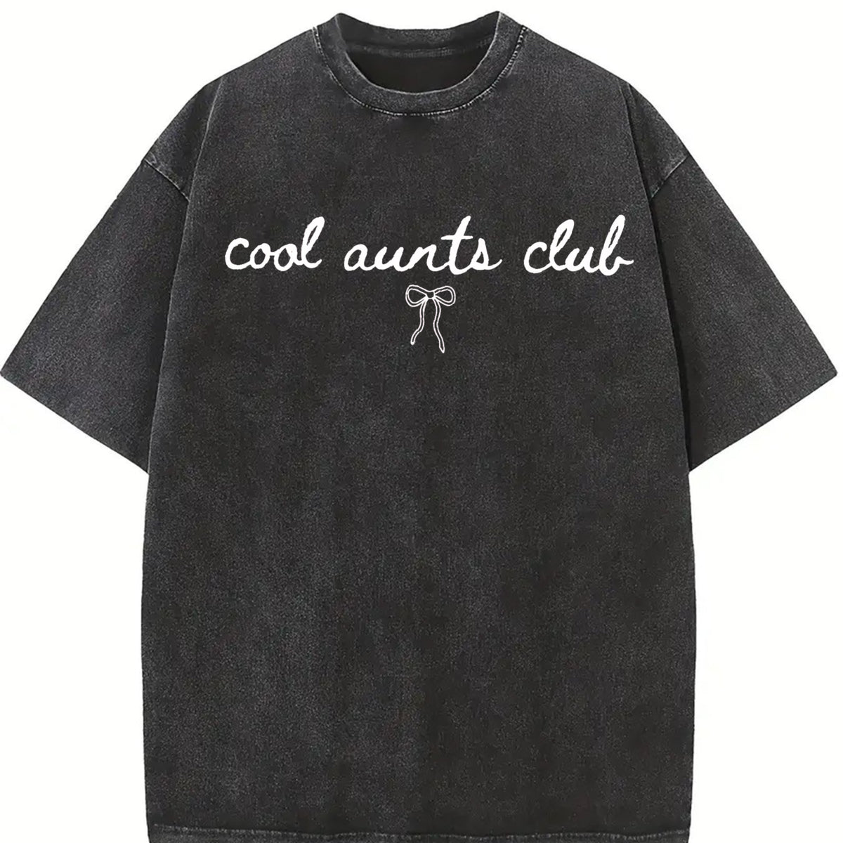 Cool Aunts Club Coquette Bow Aunt for Aunt to Be vintage washed oversized T-shirt in Black